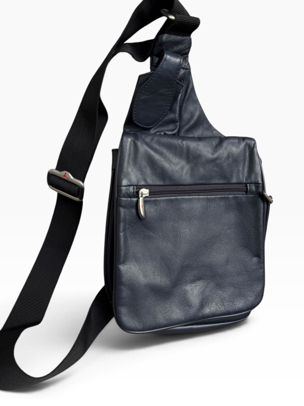 Travelon Dark Blue Leather Sling Bag Crossbody Travel Backpack Purse